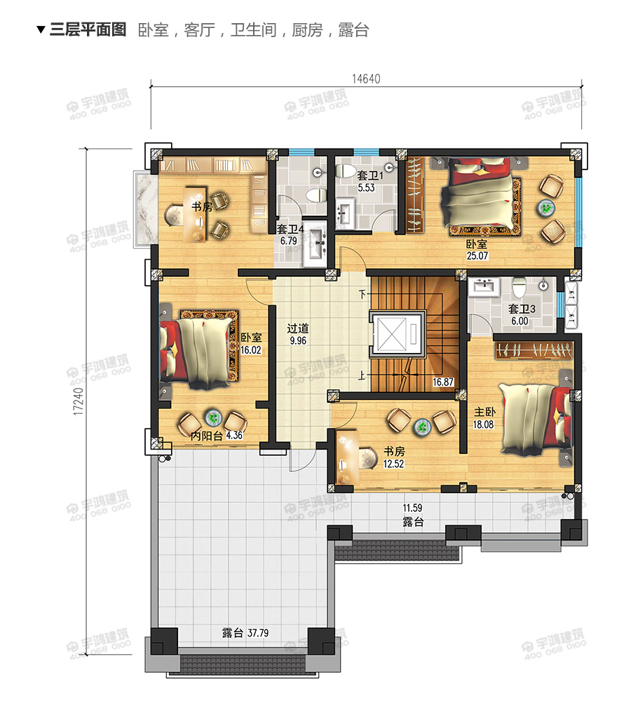 233平新中式四層農村別墅設計圖紙