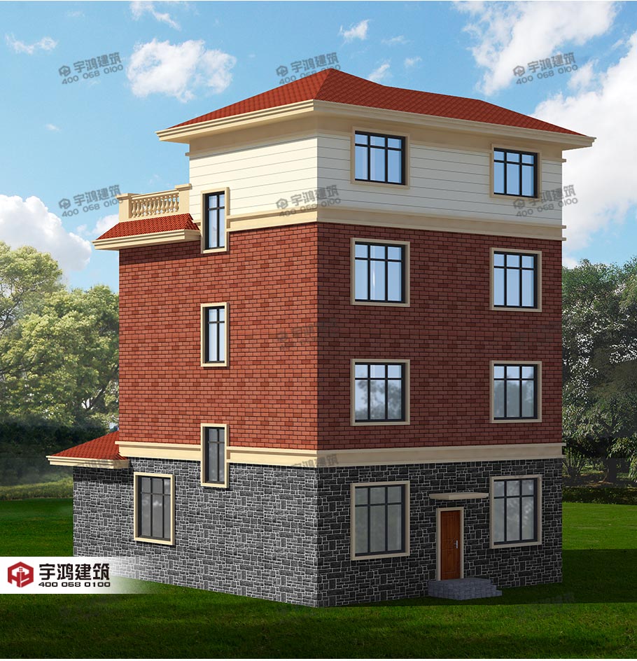 漂亮四層帶露臺農村別墅設計圖紙