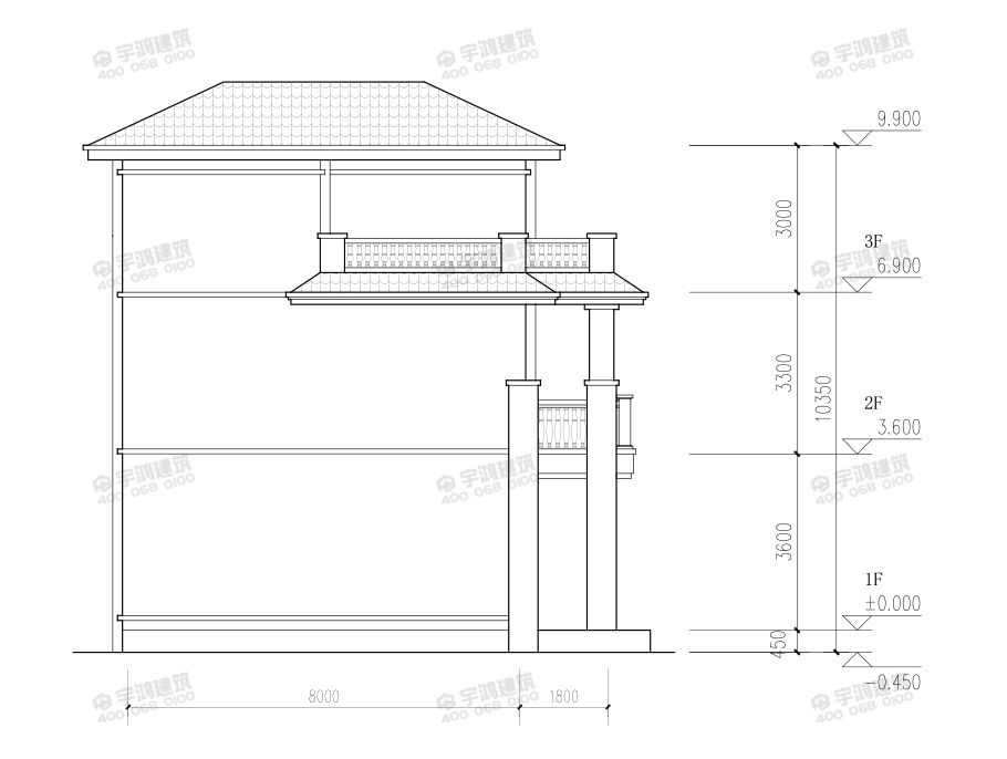 新款三層歐式農村別墅戶型設計圖紙