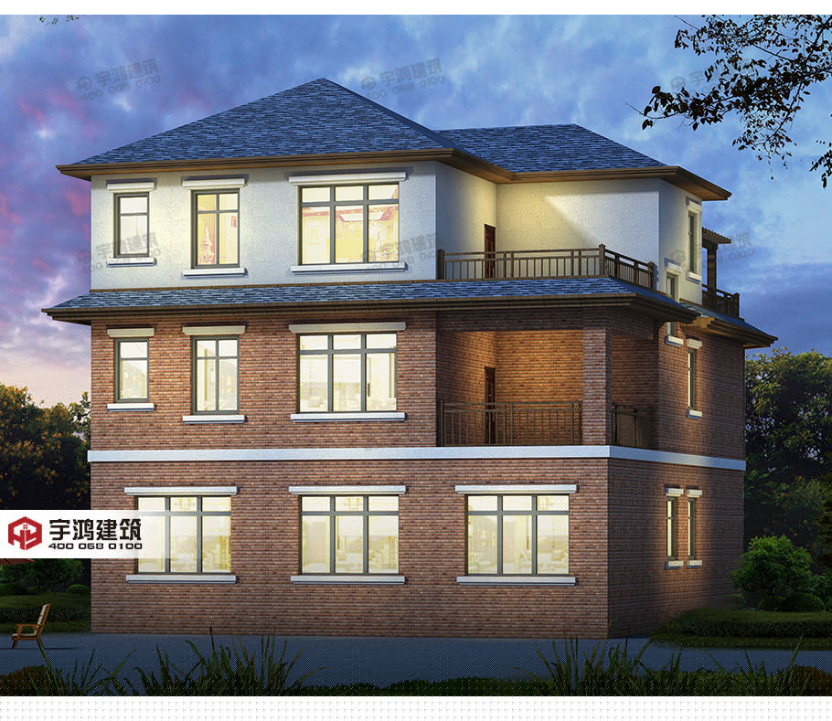 180平英式帶露臺(tái)農(nóng)村小別墅設(shè)計(jì)圖及效果圖