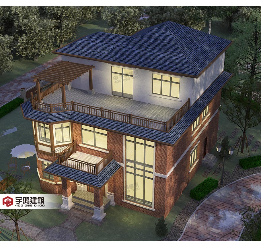 180平英式帶露臺(tái)農(nóng)村小別墅設(shè)計(jì)圖及效果圖