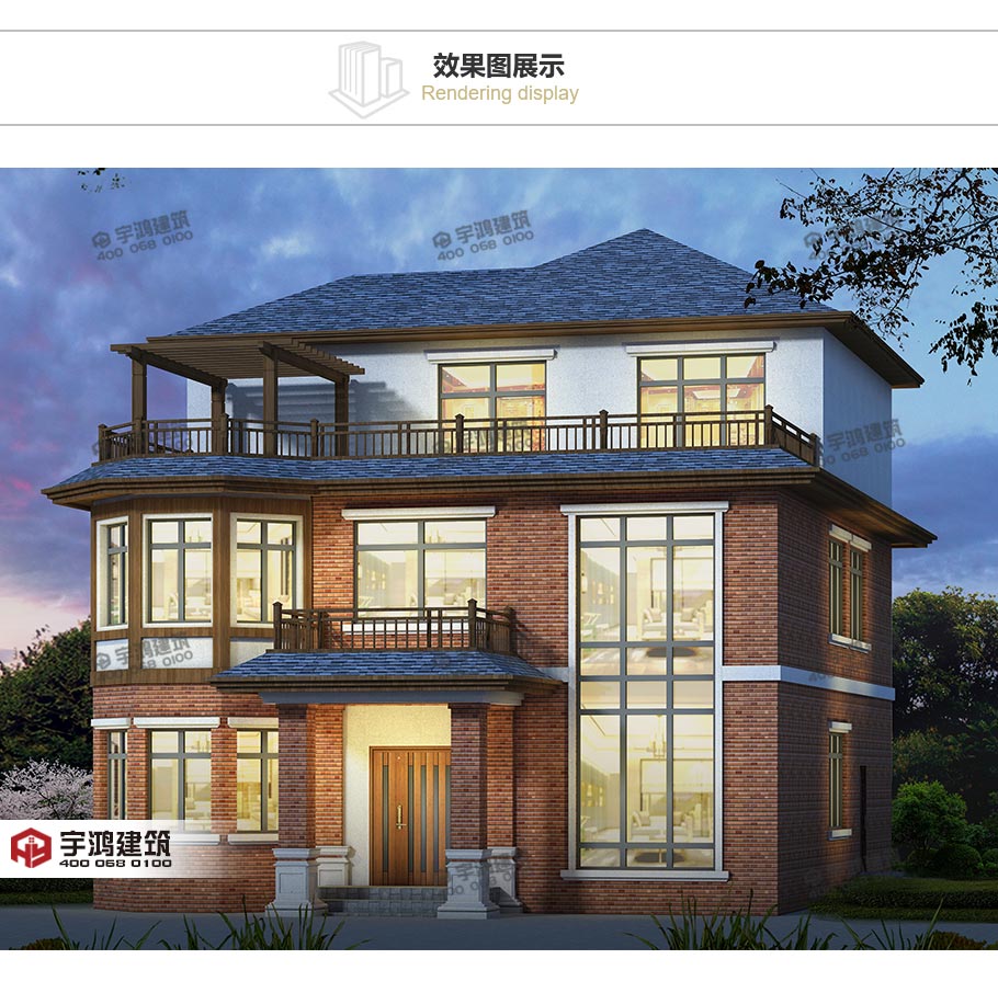 180平英式帶露臺(tái)農(nóng)村小別墅設(shè)計(jì)圖及效果圖