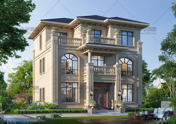 占地130平帶大露臺歐式別墅設計圖