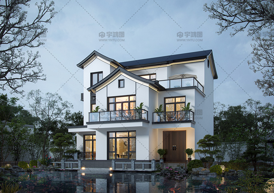 三層新中式磚混別墅占地151平別墅設(shè)計圖