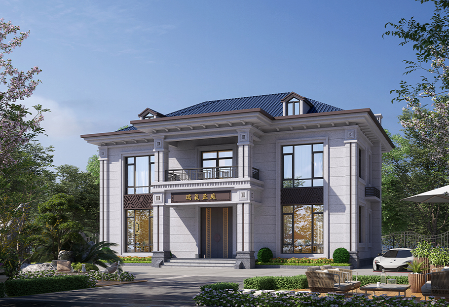 新中式風格15x11框架結構別墅設計圖紙