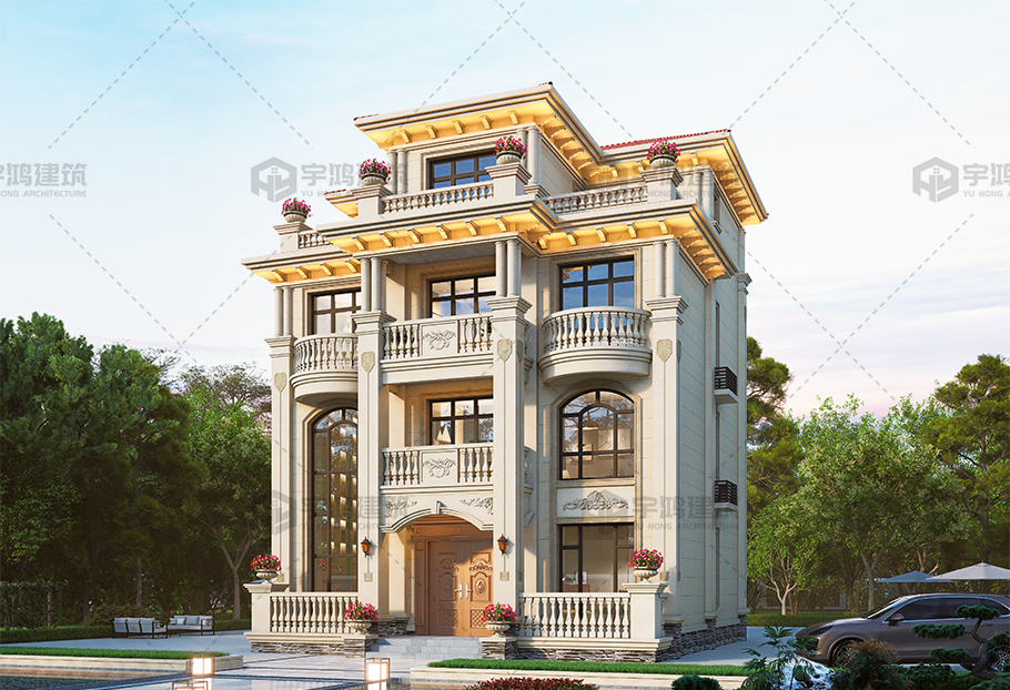 戶型方正帶電梯四層歐式別墅全套圖紙