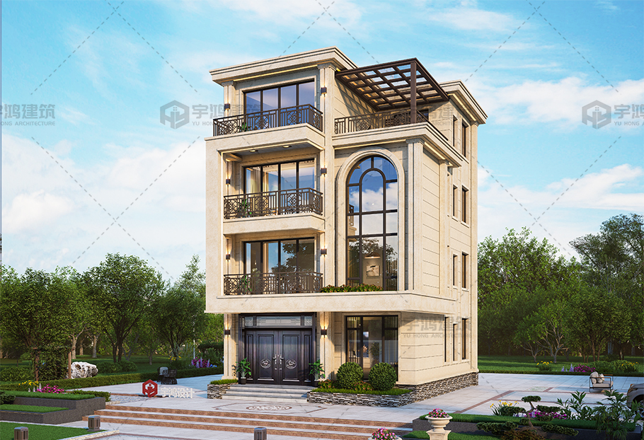 四層歐式別墅占地約110平全套圖紙