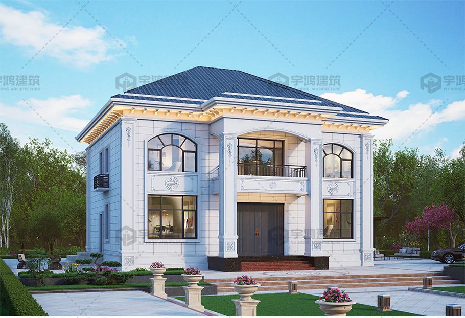 開間14.26進(jìn)深13.32二層歐式別墅全套圖紙